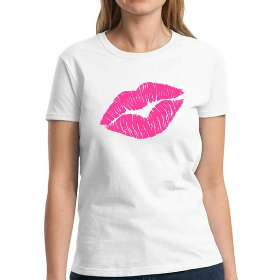 Lips Neon Pink Shirt for Women - S M L XL 2XL 3XL Retro Costume 90s Graphic Tee - T-Shirt 80s Party Tee Gift
