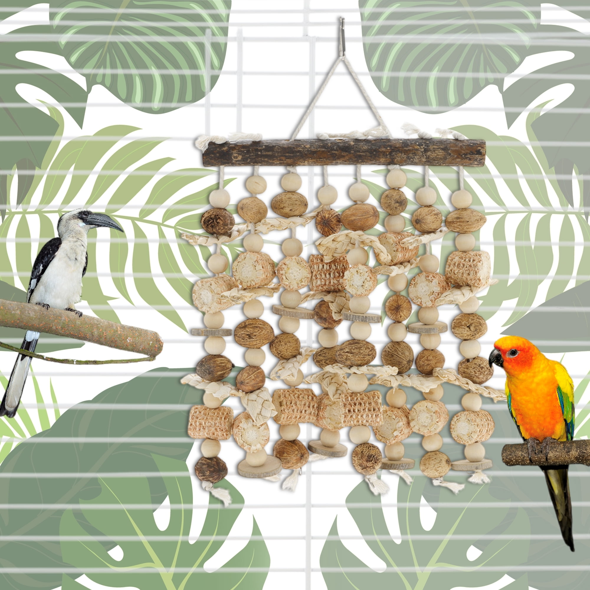 Unique Bargains Bird Parrot Toy Wooden Chewing Tearing Toy Bird Toys Bird Cage Accessories Parrot Cage Bite Toy for Large Medium Birds Macaws