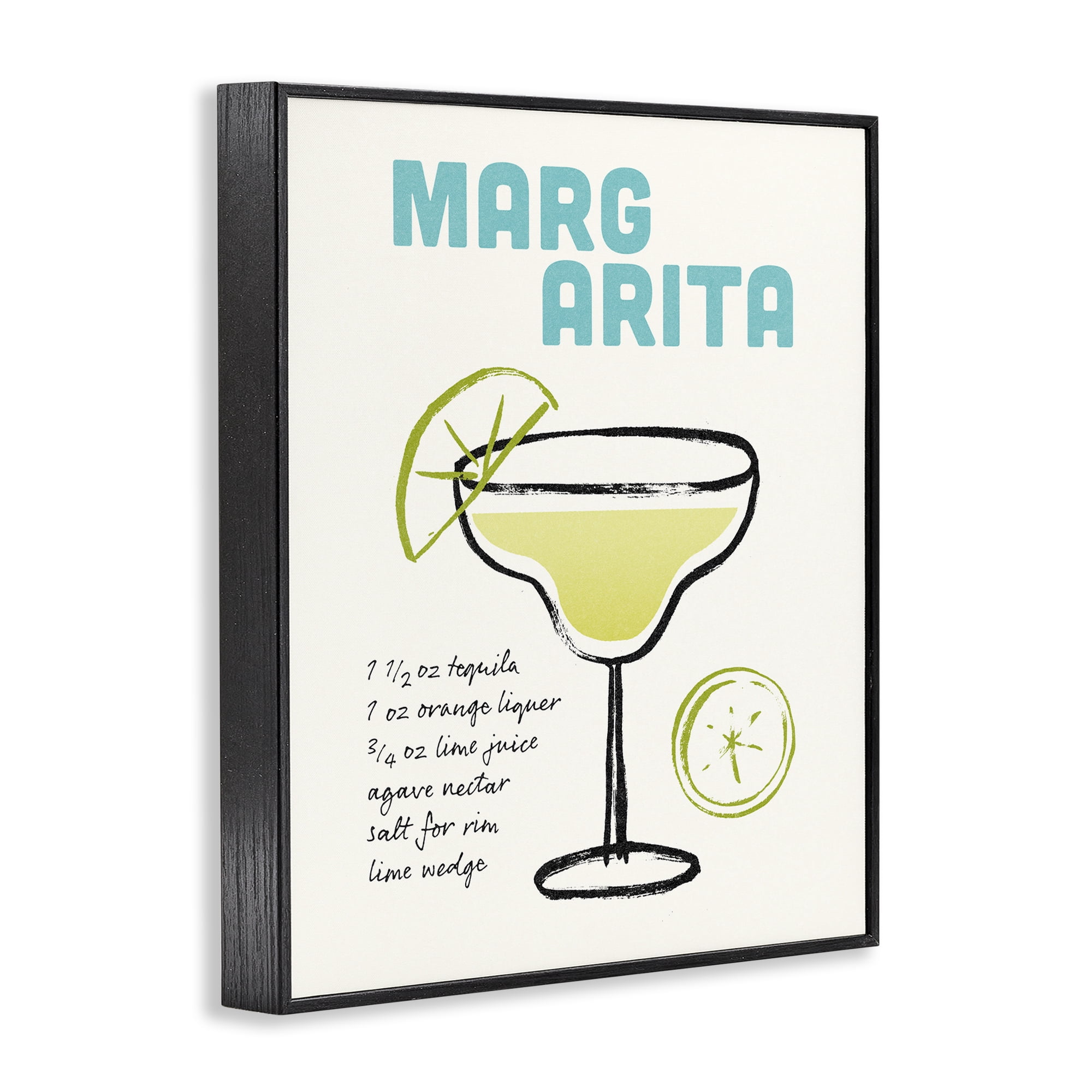Stupell Industries Margarita Drink Recipe Food & Beverage Painting Black Framed Art Print Wall Art, 24 x 30