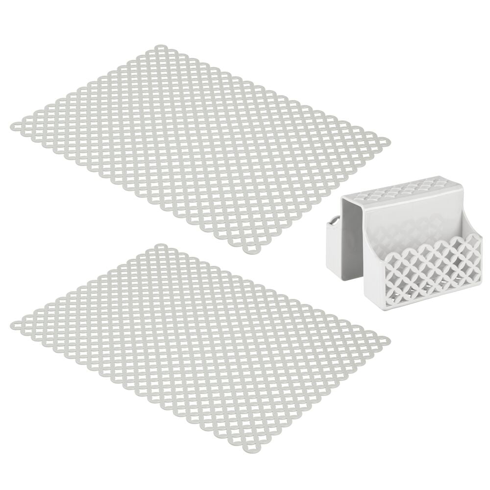 Light Gray X-Large mDesign Plastic Kitchen Farmhouse Sink Mat Diamond Design 