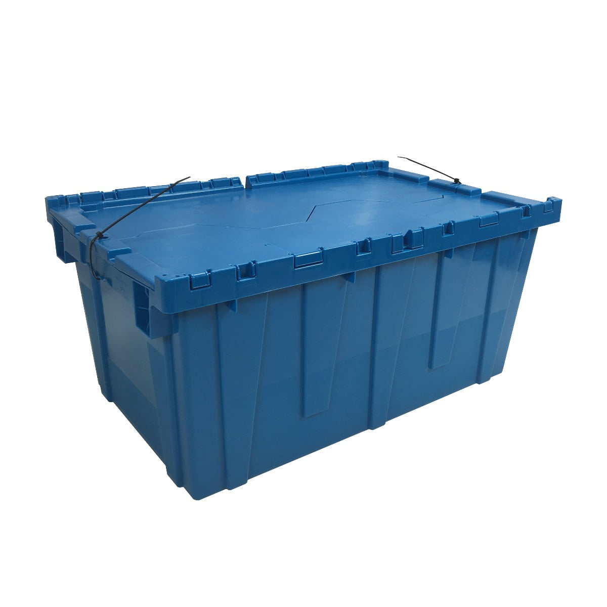uBoxes Storage and Packing Plastic Tote Crate Attached Lid Flip Top, 27"x17"x12"