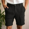 thumbnail image 2 of VEKDONE Men's Cotton Linen Shorts Solid Color Casual Pocket Half Shorts Button Zipper Dress Pants with Pockets Straight Leg Suit Shorts, 2 of 6