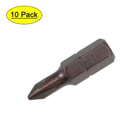 Unique Bargains 1/4" Hex Shank 0.98' Length #1 Magnetic Phillips Screwdriver Bit S2 Steel 10 Pack