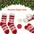 thumbnail image 3 of MySmile 1Pair Women Fleece Slipper Socks Thermal Cozy Fuzzy Sherpa Christmas Socks Non-Skid US 5-11 Red, 3 of 7