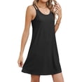 thumbnail image 4 of Hibeli Women's Eyelet Crew Neck Double Suspenders Sleeveless Solid Color Mini Dress, 4 of 7