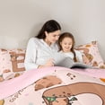 thumbnail image 4 of Erosebridal Cute Capybara Kid Bedding Comforter Set, Brown Letter B King Bedding Sets, Pink Reversible, 7-Piece, 4 of 7