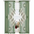 thumbnail image 2 of Sage Green Boho Semi Sheer Window Curtains 84 Inches Long, American Native Southwest Abstract Art Rod Pocket Voile Silky Chiffon Curtain Light Filtering Drapes for Living Room, 52"x84", 2 Panels, 2 of 9