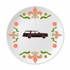 Geometric Classic Cars Black Outline Flower Ceramics Plate Tableware Dinner Dish