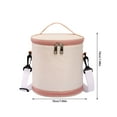 thumbnail image 2 of Round Bento Bag, Large Capacity Insulated Waterproof Lunch Tote Lunch Bag for Women and Men Travel Picnic, Vacuum Cup and Lunch Box, Beige, 2 of 5