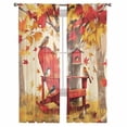 thumbnail image 7 of Sheer Curtains 84 inches Long, Fall Maple Leaf Forest Birds Light Filtering Sheer Window Curtains Rod Pocket Voile Drapes for Bedroom Living Room, 52"W x 84"L 2 Panels, 7 of 7