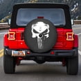 thumbnail image 3 of Boomerang - 33" Soft JL Tire Cover for Jeep JL Wrangler (w/ back-up camera) (2018-2020) - Rubicon - Distressed Punisher Skull, 3 of 4