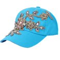 thumbnail image 1 of Women Hats Portable Adjustable Shiny Rhinestone Flower Embroidery Sunscreen Summer Cap Head Wear, 1 of 10