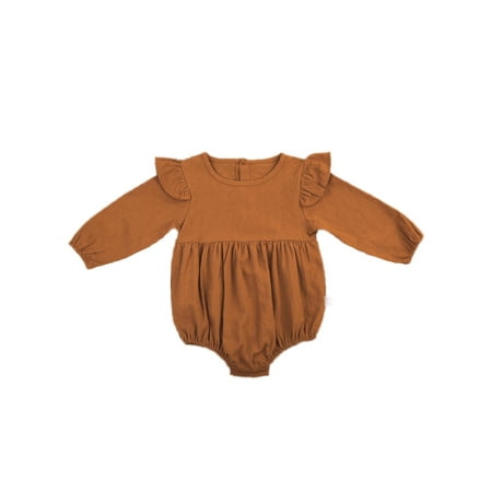 

Infant Baby Girl Twins Long Sleeve Ruffles Romper Bodysuit Outfit Clothes
