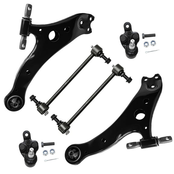 Detroit Axle - Front 6pc Suspension Kit for Toyota Camry Highlander Solara, Lexus ES300 RX330 RX350 RX400h, 2 Lower Control Arms, 2 Lower Ball Joints, 2 Sway Bars, Replacement