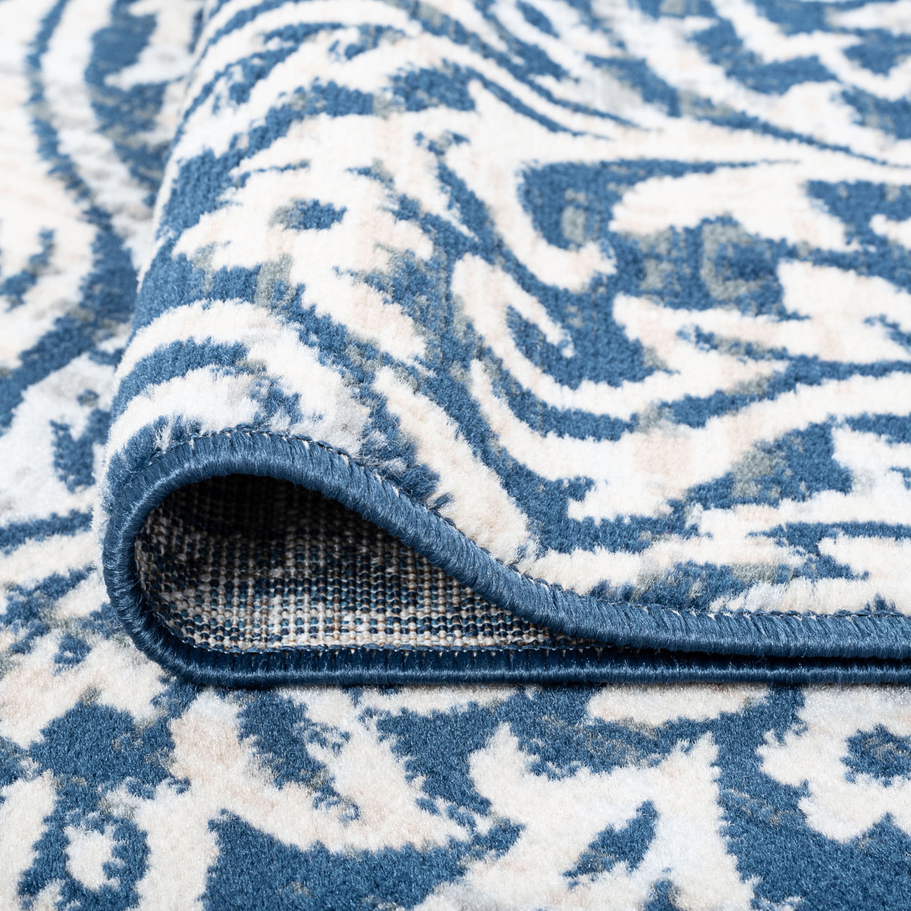 Madison Traditional 5' x 7' Dark Blue Polypropylene Indoor Area Rug