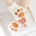 thumbnail image 2 of Yuanlong Womens Gloves Bear Paw Printed Flip Cover Cartoon Mittens Winter Cute Thermal Handwear Fingerless Gloves, 2 of 9