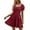 Burgundy, variant on Womens Smocked Square Neck Boho Floral Short Sleeve Ruffle Beach Summer Mini Dress
