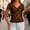 Coffee, variant on Women's Slim Fit V-Neck Short Sleeve Lace Base Layer Top with Hollow Out Design