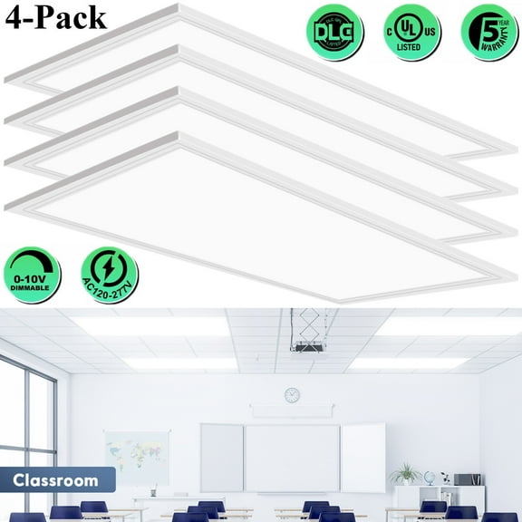4 Pack LED Panel 2x4 Foot Drop Ceiling Lights, 75W Edge Lit Panel Lights Fixture