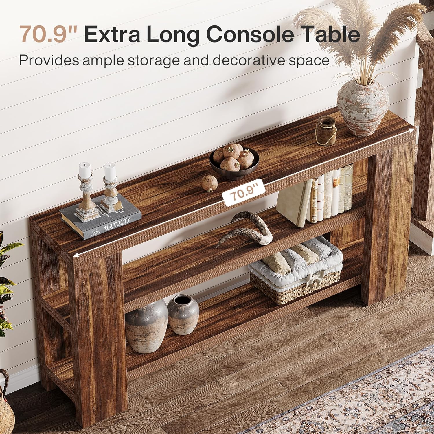 Tribesigns 70.9-Inch Extra Long Console Table with Storage for Entryway, Living Room, Hallway