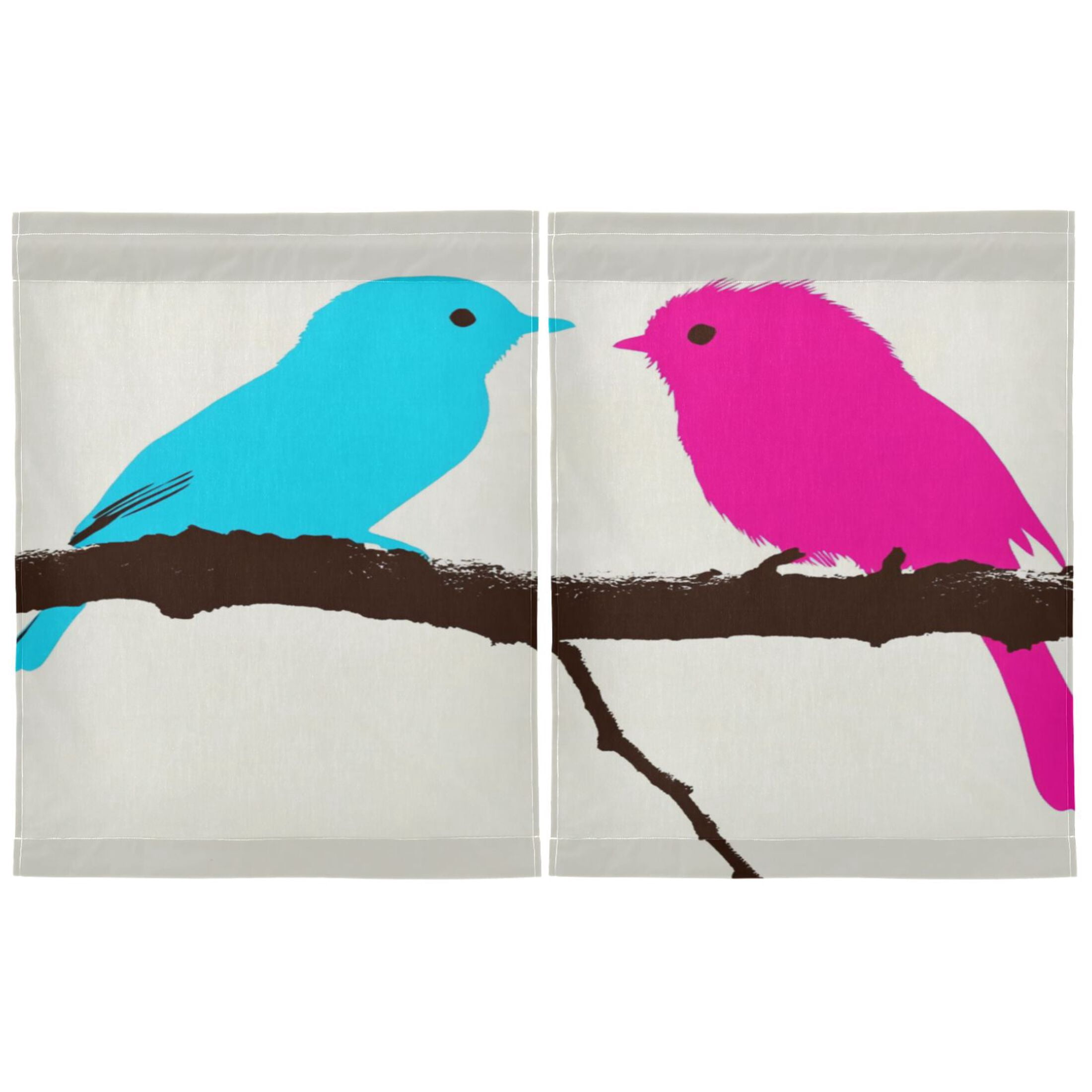 Colorful Birds 27"x36" Linen Look Cafe Curtain Set with Privacy and UV Protection