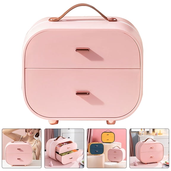 GOOHOCHY Pink MultiLayer Storage Box for Desktop Organization with Sturdy PP Material 7.8x5.9x11.8 Inches