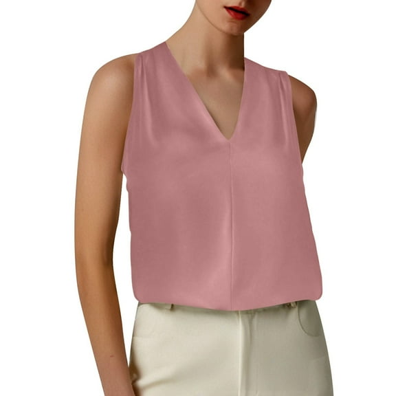 Women's Summer V Neck Sleeveless T-Shirt Casual Loose Fit Comfortable Breathable Top for Everyday Wear and Outdoor Activities