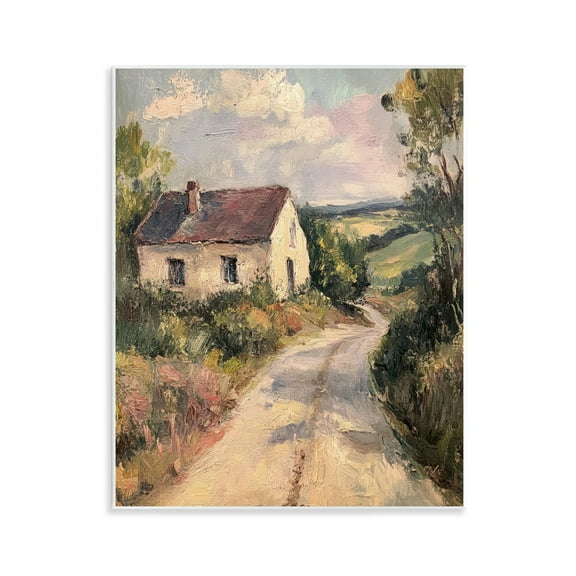Stupell Industries Scenic Cottage Road Landscape & Nature Painting Unframed Art Print Wall Art, 11 x 14