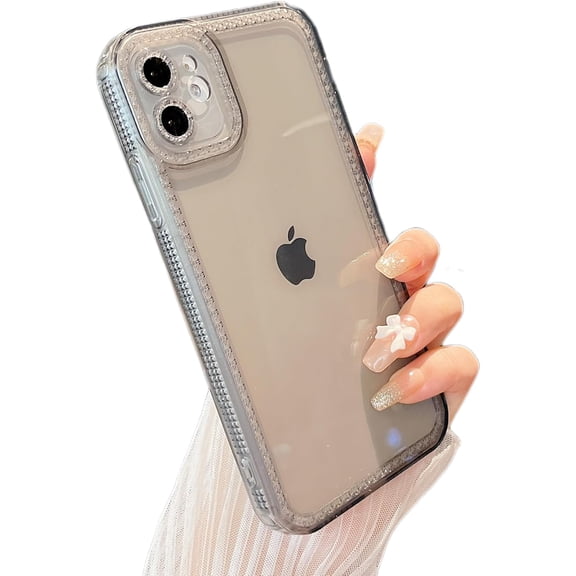 MYKOMI Designed for iPhone 12 6.1 inch,Cute Clear Case for Women Girls,Sparkly Glitter Bling Flexible Soft TPU Silicone Bumper Protective Cover for iPhone 12