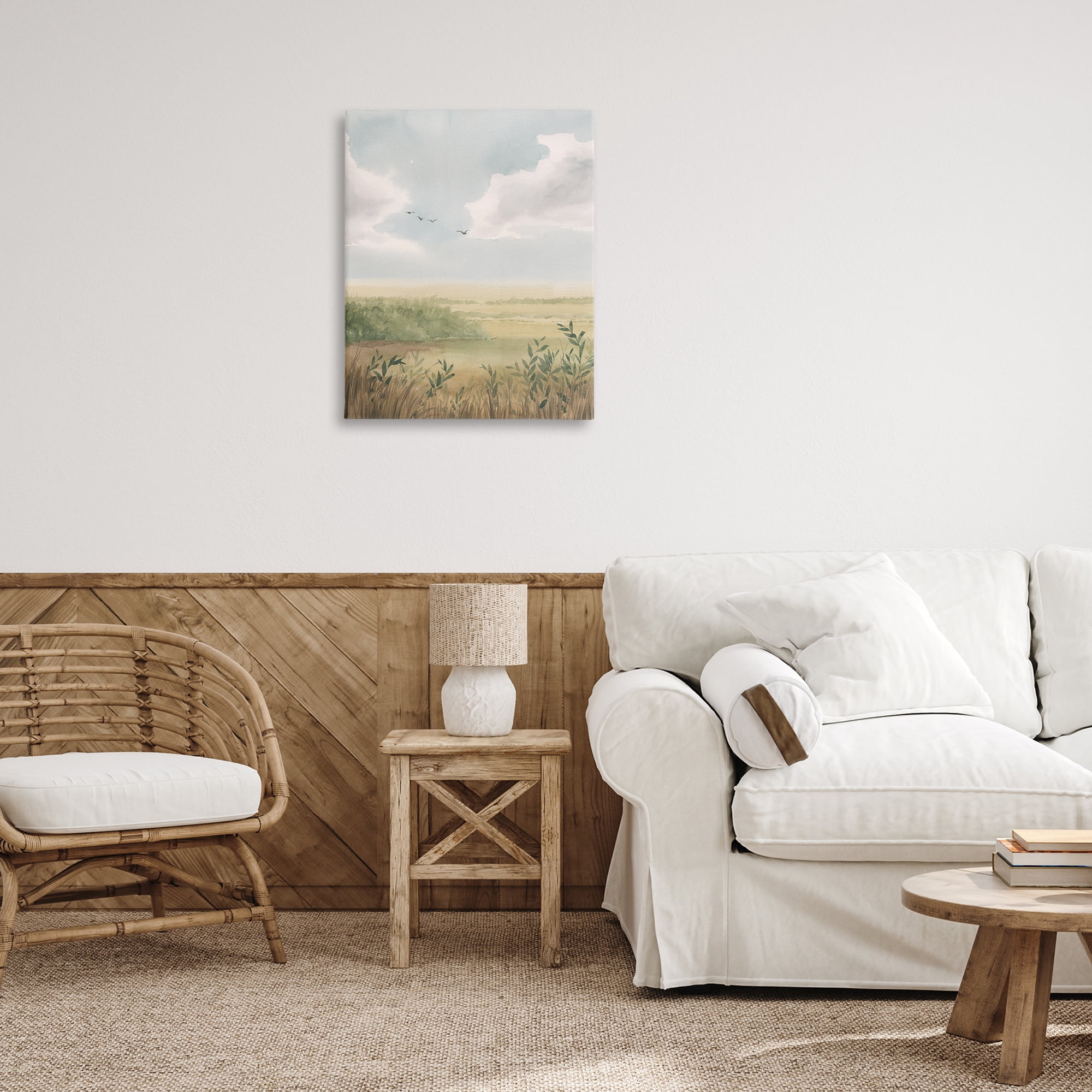 Stupell Industries Birds over Grasslands Landscape & Nature Painting Wrapped Canvas Art Print Wall Art, 24 x 30