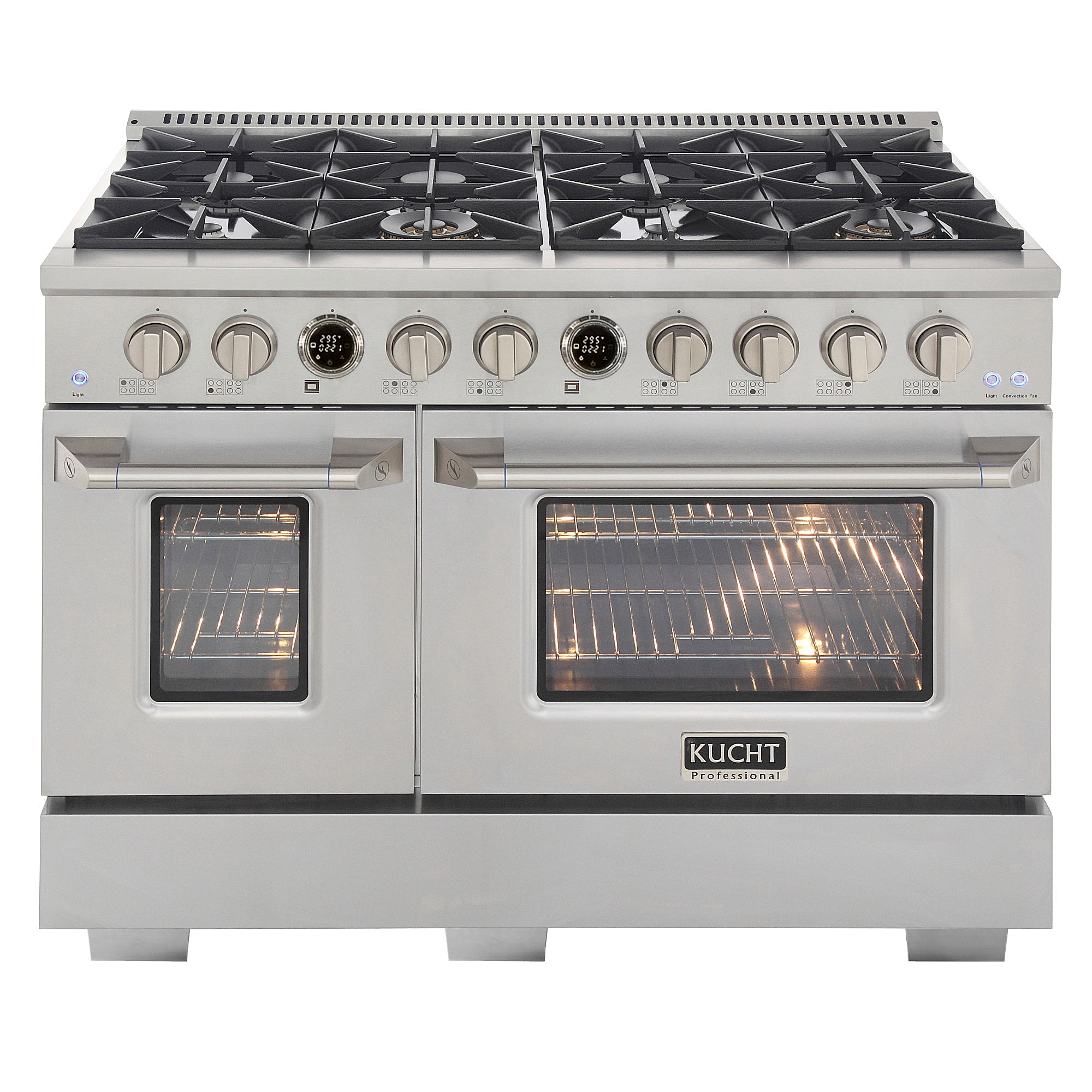 48 in. 6.7 cu. ft. 8 Burners Dual Fuel Range for Propane Gas in Stainless Steel.