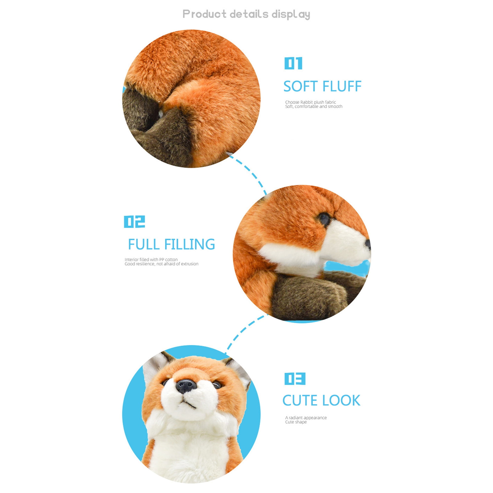 Fox Stuffed Animals Soft Cute Fox Plush Toy with Sitting Lying Position  Gifts for Kids Adults Home Decor 