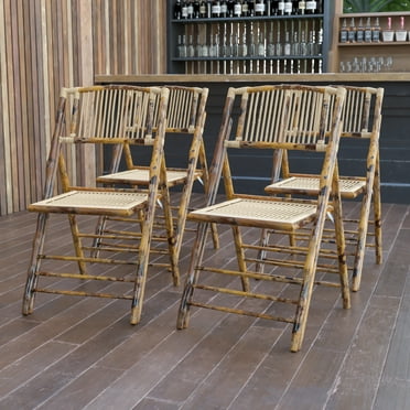 BizChair 4 Pack Bamboo Folding Chair