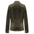 thumbnail image 6 of ZACPNCV Women's Winter Casual Jackets Long Sleeve Solid Color Short V-neck Button Up Cardigan Top Gold Velvet Jacket Olive Green, 6 of 7