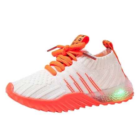 

nsendm Girls Sport Candy Children Kid Luminous Run Led Baby Shoes Color Boys Baby Shoes 9 Toddler Girl Shoes Shoes Orange 4.5-5Years