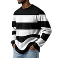 thumbnail image 5 of Men's Stripe Crewneck Waffle Knit Print Pullover Sweatshirt, Long Sleeve Casual Daily Top for Fall Spring,White,XL, 5 of 9