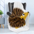 thumbnail image 4 of Hedgehog Soft Flannel Fleece Blanket, Cartoon Animal with a Happy Smile on Its Face Hedgehog Illustration Spikes, Cozy Plush for Indoor and Outdoor Use, 60" x 80", Brown Earth Yellow, by Ambesonne, 4 of 5