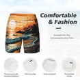thumbnail image 5 of Lsque Mens Swim Trunks Serene Ocean Sunset Pattern - Bathing Suit Compression Liner - Beach Swim Shorts Swimwear - (S-3XL) - Stretch Quick Dry -X-Large, 5 of 9