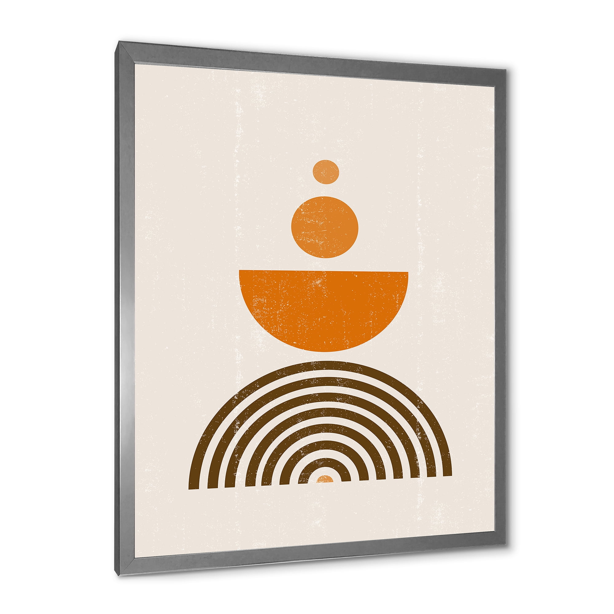 Designart 'Abstract Rainbow Moon and Sun In Earth Tones V' Modern Framed Art Print