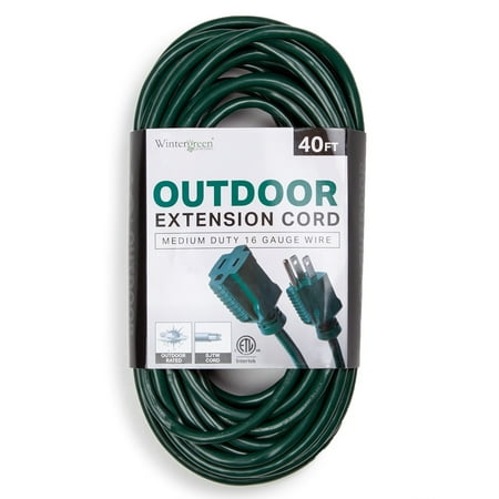 

Wintergreen Lighting 16/3 SJTW Outdoor Medium Duty Extension Cord Green 40-Foot