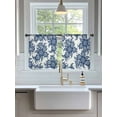 thumbnail image 3 of Sheer Curtains 45 inches Long, Abstract Paisley Pattern Retro Blue Ethnic Flowers Light Filtering Sheer Window Curtains Rod Pocket Voile Drapes for Bedroom Living Room, 52"W x 45"L 2 Panels, 3 of 7