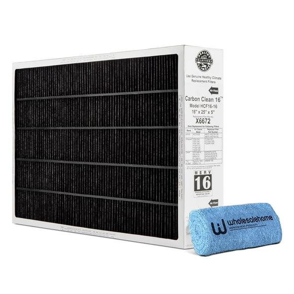 Lennox X6672 16x25x5 Furnace Filter Lennox Healthy Climate Carbon Clean Merv 16 Home HVAC Air filter with Cleaning Cloth