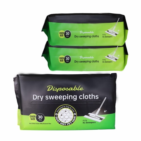 JEBBLAS 60pcs X Large Disposable Mop Cloths Dry Floor Sweeping Pads for XL Sweeper XL Dry Mop Pads 9.84x17.32 inch After Upgrade