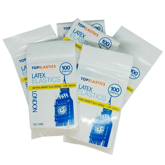 Orthodontic Intraoral Elastic - 50 bag x 100pcs - 1/8" X-Heavy 8oz - 3mm / Surgical latex LONDON, 5000 pcs per box, packaged in resealable poly bags - Made in USA