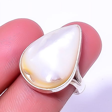 Mother Of Pearl Handmade Gemstone 925 Sterling Silver Jewelry Ring s.7 A321, Gemstone Silver Jewelry, New Year Sale, Valentin's Day Gift