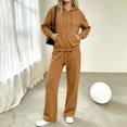 thumbnail image 2 of Domzest Womens Zip Up Hoodies Sweatsuits Long Sleeve Full-zip Hooded Sweatshirt & Wide Leg Sweatpants Fall Winter Athletic Tracksuits Camel XL, 2 of 6