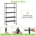 thumbnail image 4 of NiamVelo Wire Shelving 5 Tier Storage Shelf with Wheels Adjustable Metal Shelves Unit for Garage Home Kitchen Bathroom,60" H x 30" W x 14" D, 750Lbs Capacity, Black, 4 of 7