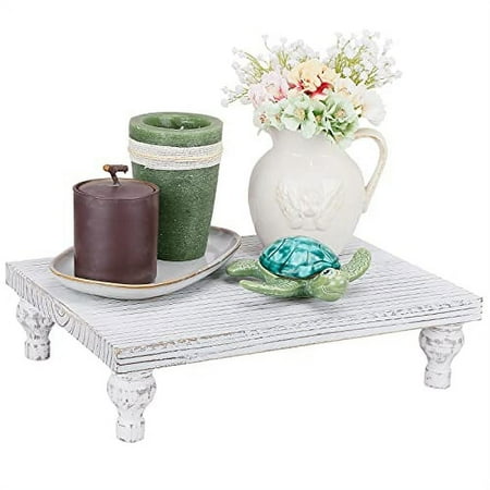 Farmhouse Wooden Riser Decorative Tray - Rustic Pedestal Stand/Tray Riser for Coffee Bar Table Decor, Wooden Display Riser for Farmhouse Accent Centerpiece in Kitchen/Bathroom/Dining/Living Room