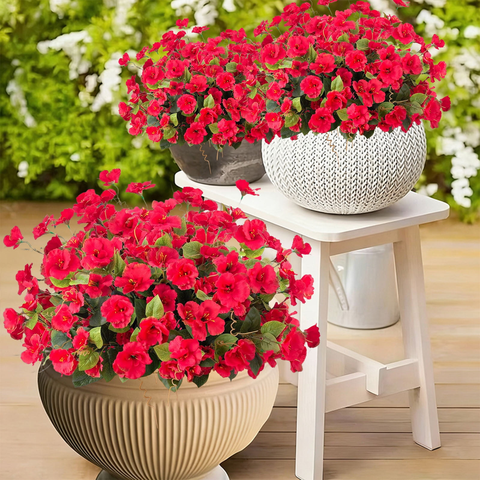 Beautynvta Outdoor Spring Artificial Flowers, 16'' Fake Hibiscus