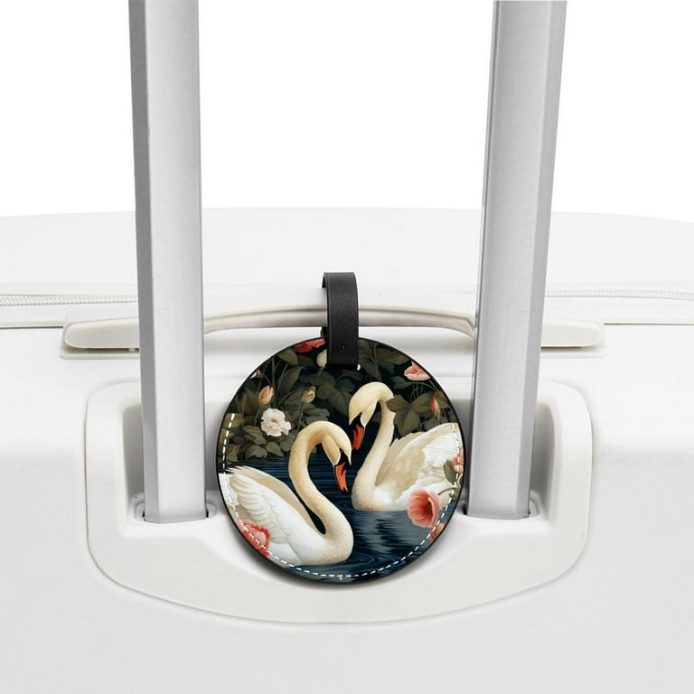 Swan 2pcs PU Leather Round Bag Tags Suitcase Handbag Tags with